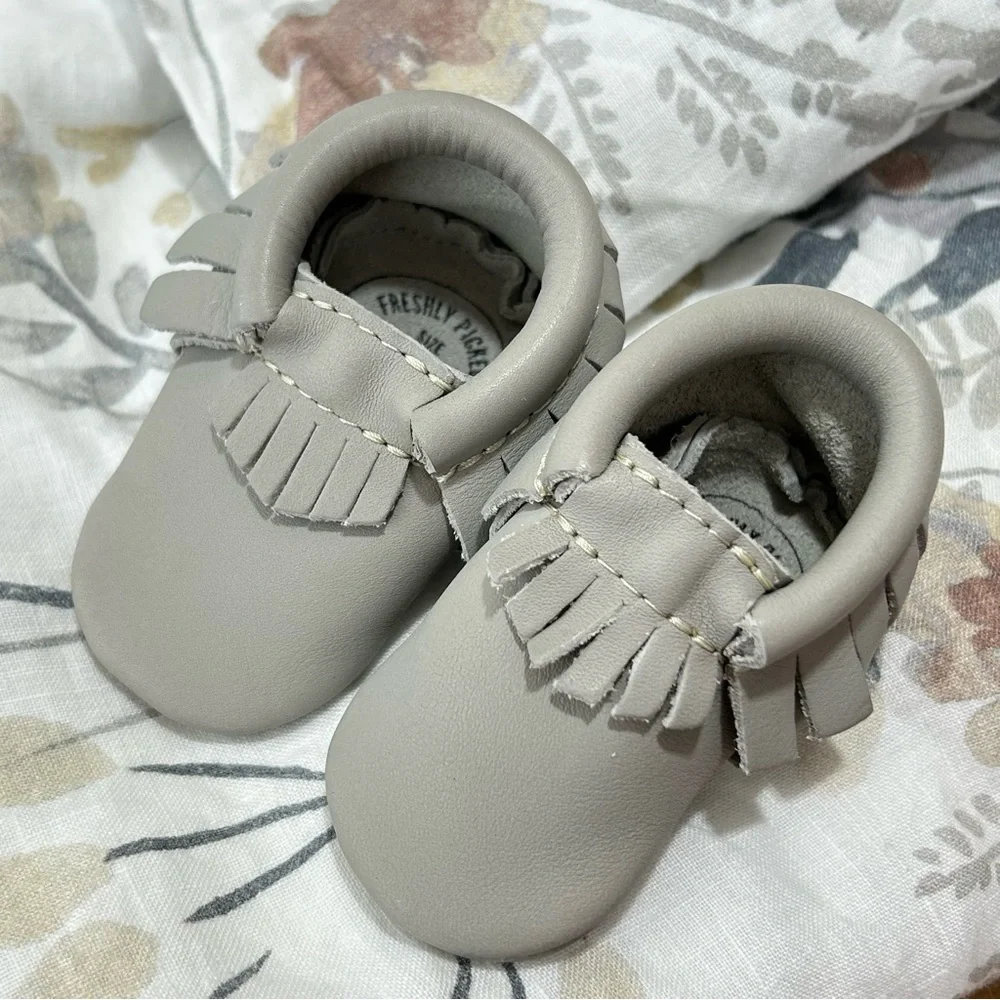 Gray Freshly Picked Baby Moccasins 0